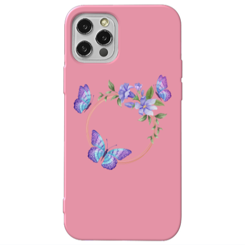 Apple iPhone 13 Pro Butterfly on the ring Pink Colored Silicone TPU Θήκη