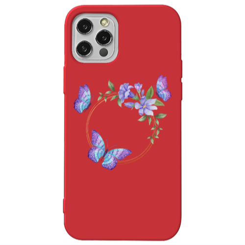 Apple iPhone 13 Pro Butterfly on the ring Red Colored Silicone TPU Θήκη
