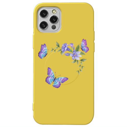 Apple iPhone 13 Pro Butterfly on the ring Yellow Colored Silicone TPU Θήκη