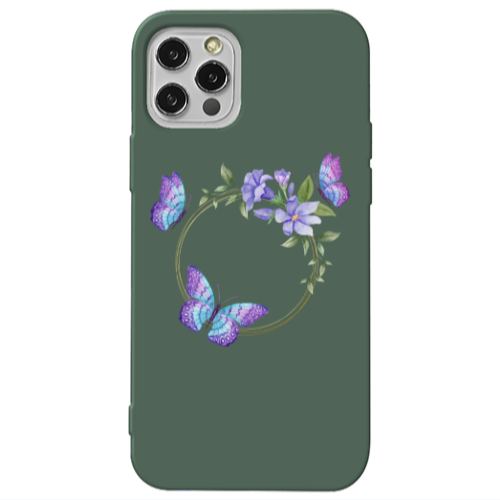 Apple iPhone 13 Pro Butterfly on the ring Dark Green Colored Silicone TPU Θήκη