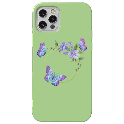Apple iPhone 12 Pro Butterfly on the ring Light Green Colored Silicone TPU Θήκη