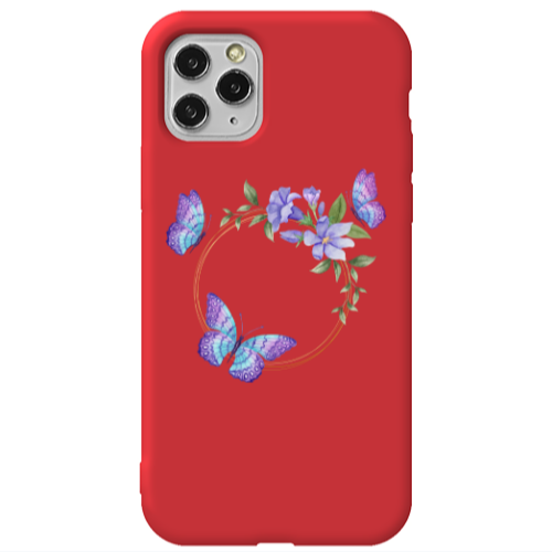 Apple iPhone 11 Pro Max Butterfly on the ring Red Colored Silicone TPU Θήκη