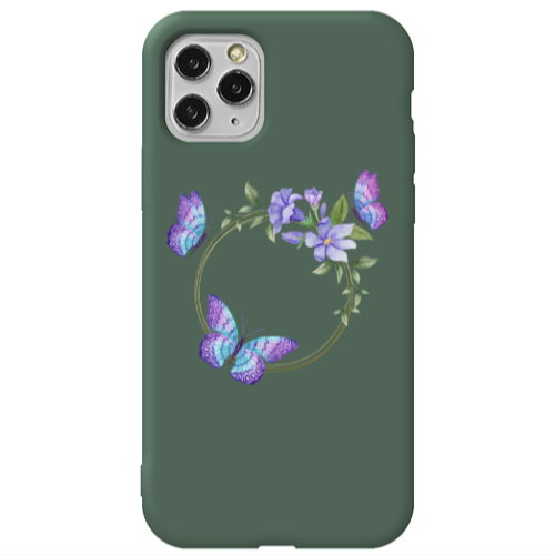 Apple iPhone 11 Pro Max Butterfly on the ring Dark Green Colored Silicone TPU Θήκη