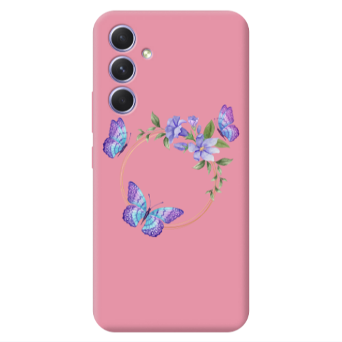 Samsung A54 Butterfly on the ring Pink Colored Silicone TPU Θήκη