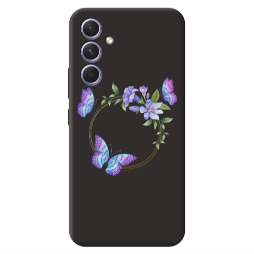 Samsung A54 Butterfly on the ring Black Colored Silicone TPU Θήκη
