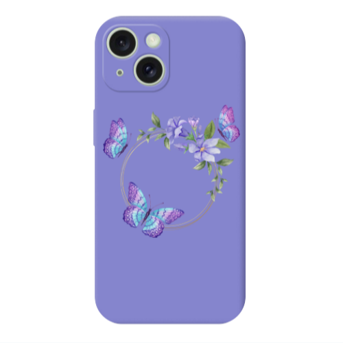 Apple iPhone 15 Plus Butterfly on the ring Purple Colored Silicone TPU Θήκη