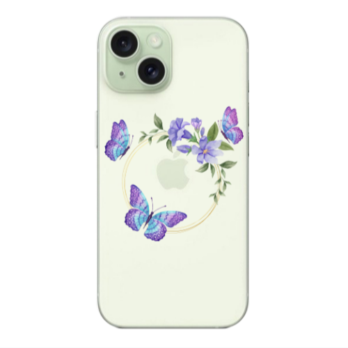 Apple iPhone 15 Plus Butterfly on the ring Transparent Silicone TPU Θήκη