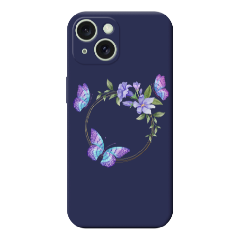 Apple iPhone 15 Plus Butterfly on the ring Dark blue Colored Silicone TPU Θήκη