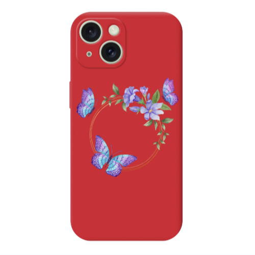 Apple iPhone 15 Plus Butterfly on the ring Red Colored Silicone TPU Θήκη