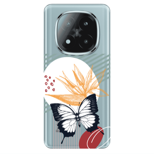 Xiaomi Redmi Note 14 Pro + 5g Butterfly Lines Transparent Silicone TPU Θήκη