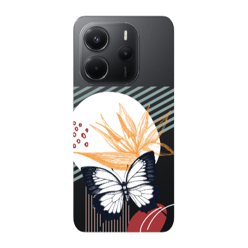 Xiaomi Redmi Note 14 Butterfly Lines Transparent Silicone TPU Θήκη