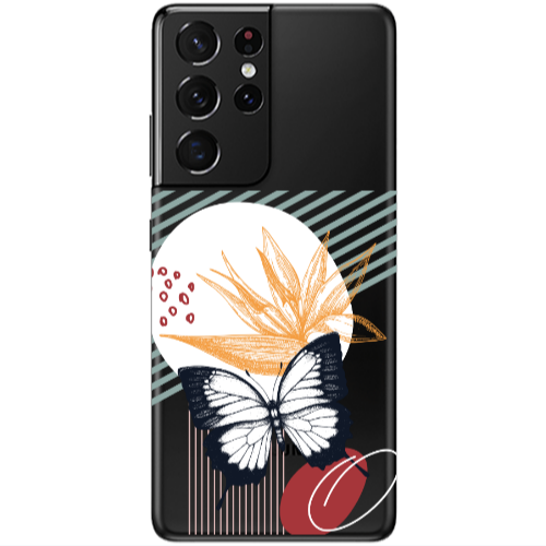 Samsung S21 Ultra Butterfly Lines Transparent Silicone TPU Θήκη
