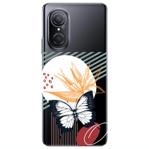Huawei Nova 9 SE Butterfly Lines Transparent Silicone TPU Θήκη