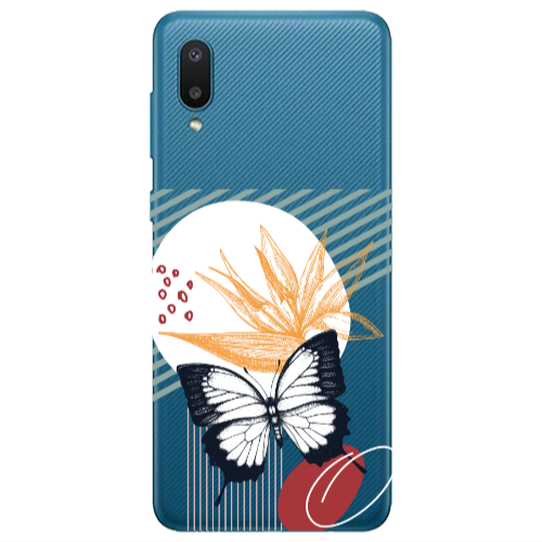 Samsung A02 Butterfly Lines Transparent Silicone TPU Θήκη