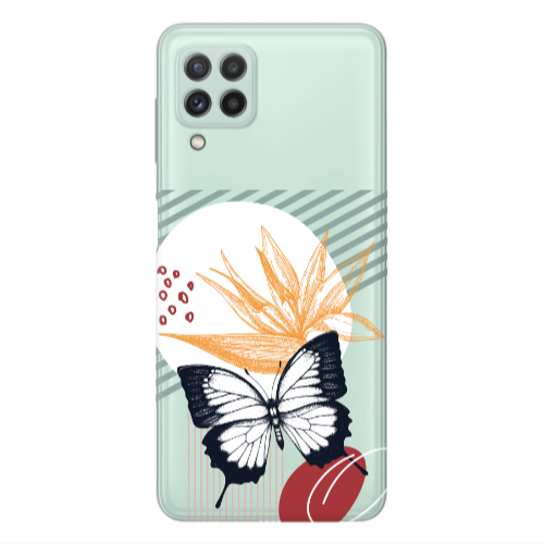 Samsung A22 4G Butterfly Lines Transparent Silicone TPU Θήκη