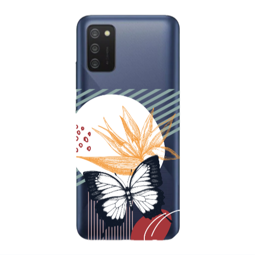 Samsung A03S Butterfly Lines Transparent Silicone TPU Θήκη