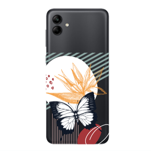 Samsung A04 Butterfly Lines Transparent Silicone TPU Θήκη
