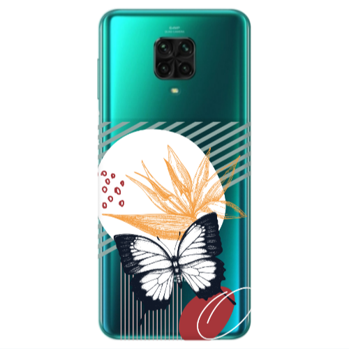 Xiaomi Redmi Note 9S Butterfly Lines Transparent Silicone TPU Θήκη