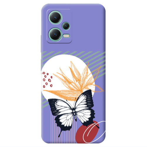 Xiaomi Redmi Note 12 Pro 5G Butterfly Lines Purple Colored Silicone TPU Θήκη