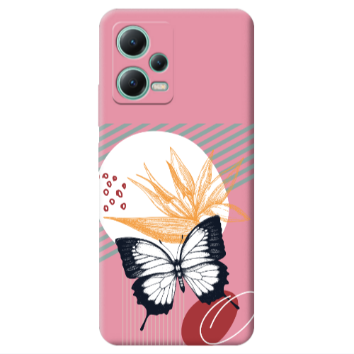 Xiaomi Redmi Note 12 Pro 5G Butterfly Lines Pink Colored Silicone TPU Θήκη