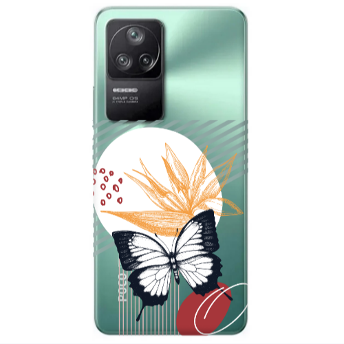 Xiaomi Poco F4 Butterfly Lines Transparent Silicone TPU Θήκη