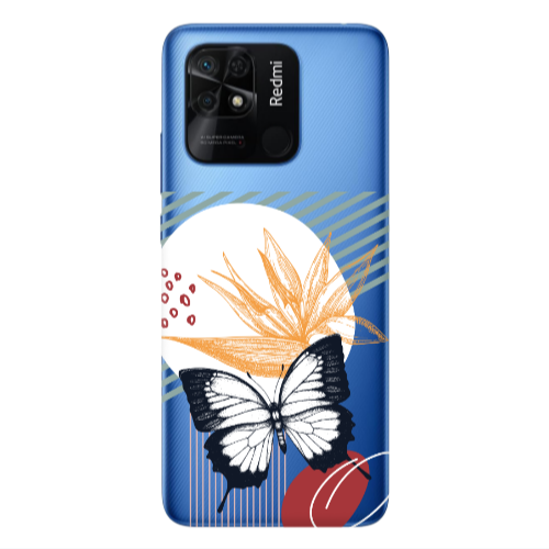 Xiaomi Poco C40 Butterfly Lines Transparent Silicone TPU Θήκη