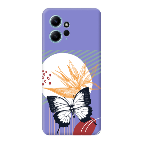 Xiaomi Redmi Note 12 4G Butterfly Lines Purple Colored Silicone TPU Θήκη