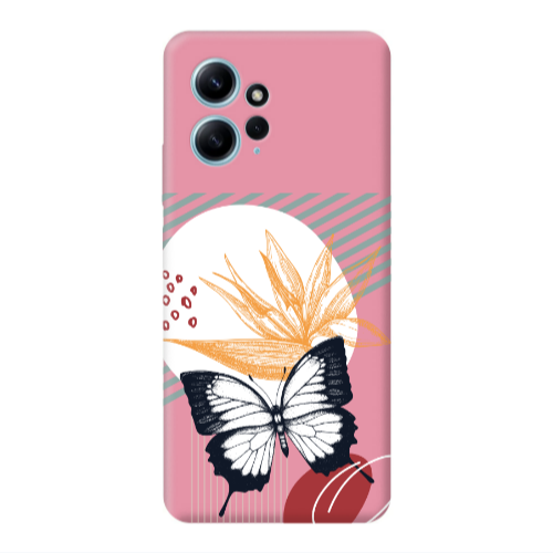 Xiaomi Redmi Note 12 4G Butterfly Lines Pink Colored Silicone TPU Θήκη