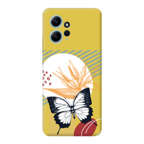 Xiaomi Redmi Note 12 4G Butterfly Lines Yellow Colored Silicone TPU Θήκη