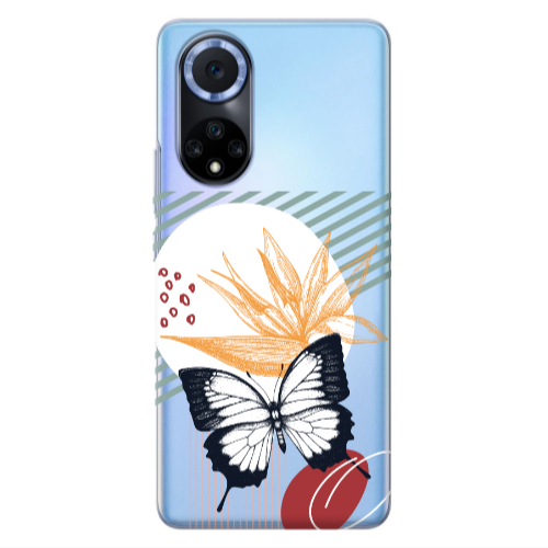 Huawei Nova 9 Butterfly Lines Transparent Silicone TPU Θήκη