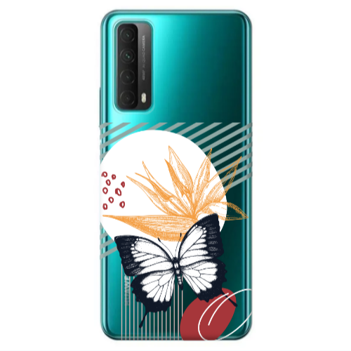 Huawei P Smart 2021 Butterfly Lines Transparent Silicone TPU Θήκη