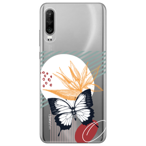 Huawei P30 Butterfly Lines Transparent Silicone TPU Θήκη