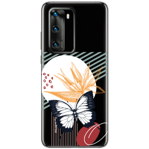 Huawei P40 Butterfly Lines Transparent Silicone TPU Θήκη