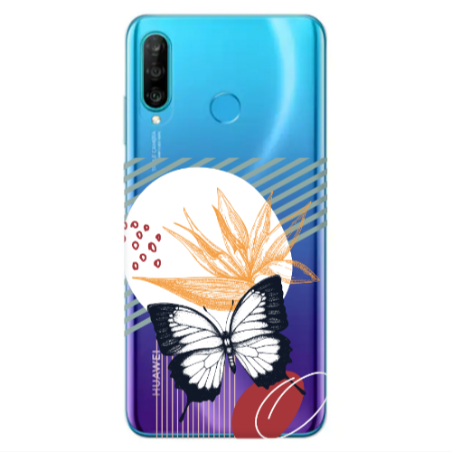 Huawei P30 Lite Butterfly Lines Transparent Silicone TPU Θήκη