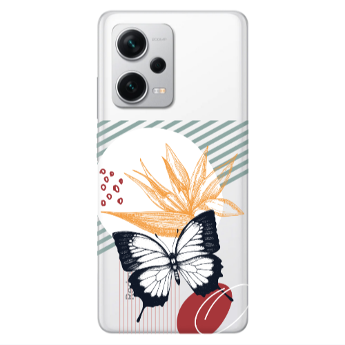 Xiaomi Redmi Note 12 5G Butterfly Lines Transparent Silicone TPU Θήκη