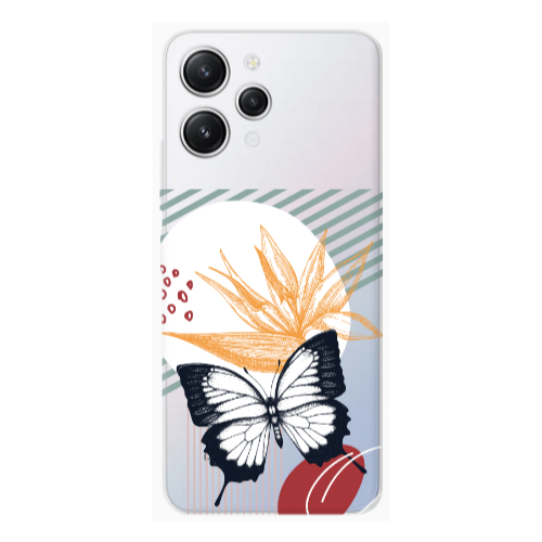 Xiaomi Redmi 12 Butterfly Lines Transparent Silicone TPU Θήκη