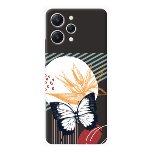 Xiaomi Redmi 12 Butterfly Lines Black Colored Silicone TPU Θήκη