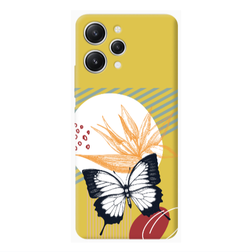 Xiaomi Redmi 12 Butterfly Lines Yellow Colored Silicone TPU Θήκη
