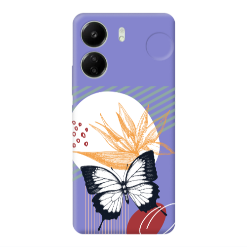 Xiaomi Redmi 13C Butterfly Lines Purple Colored Silicone TPU Θήκη