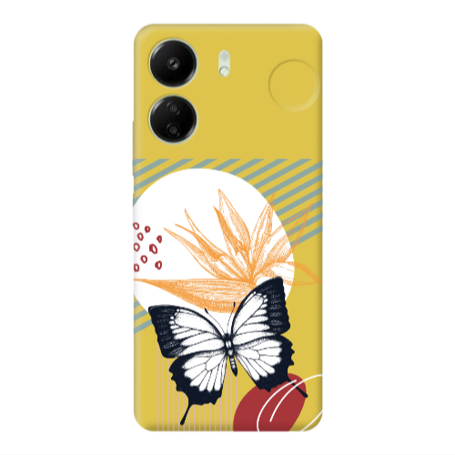 Xiaomi Redmi 13C Butterfly Lines Yellow Colored Silicone TPU Θήκη