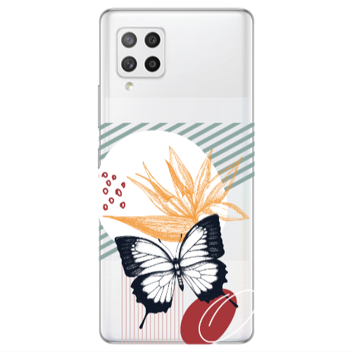 Samsung A42 5G Butterfly Lines Transparent Silicone TPU Θήκη
