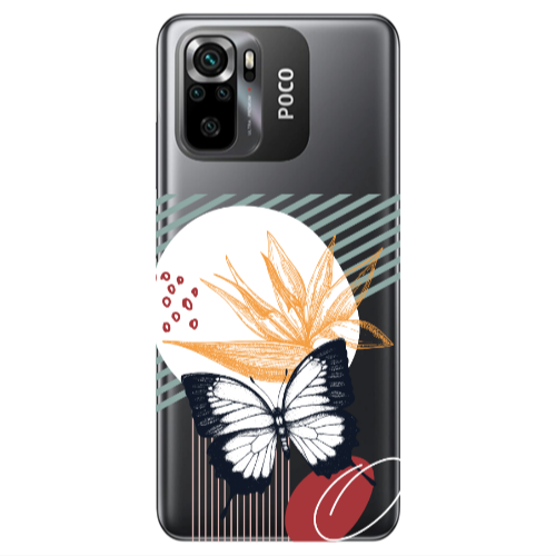 Xiaomi Poco M5 s Butterfly Lines Transparent Silicone TPU Θήκη