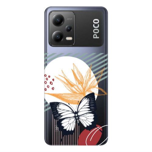 Xiaomi Poco X5 Butterfly Lines Transparent Silicone TPU Θήκη