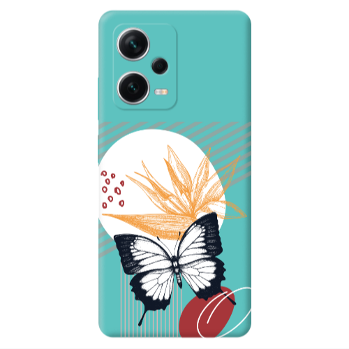 Xiaomi Poco X5 Butterfly Lines Turquoise Colored Silicone TPU Θήκη