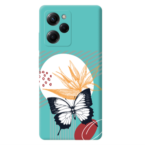 Xiaomi Poco X5 Pro Butterfly Lines Turquoise Colored Silicone TPU Θήκη