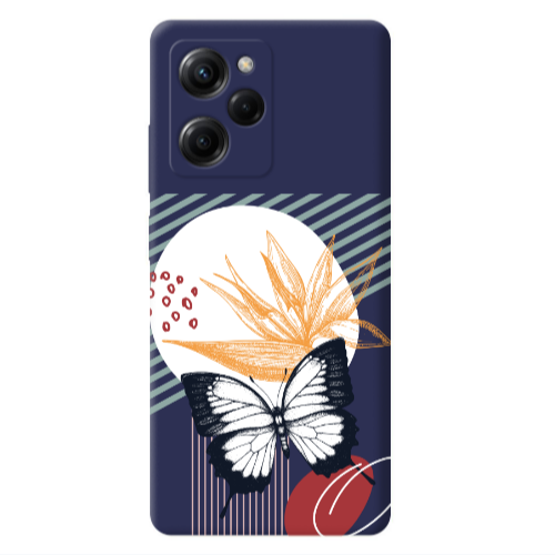 Xiaomi Poco X5 Pro Butterfly Lines Dark blue Colored Silicone TPU Θήκη