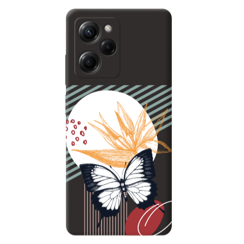 Xiaomi Poco X5 Pro Butterfly Lines Black Colored Silicone TPU Θήκη