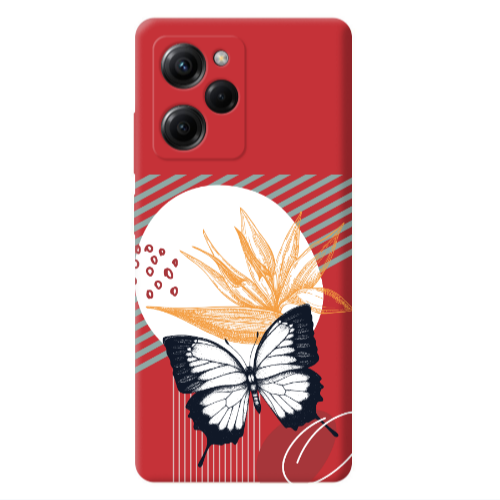 Xiaomi Poco X5 Pro Butterfly Lines Red Colored Silicone TPU Θήκη
