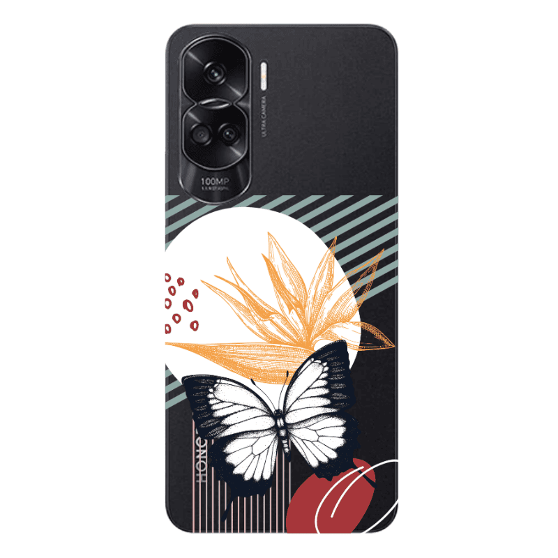 Honor 90 Lite 5G Butterfly Lines Transparent Silicone TPU Θήκη