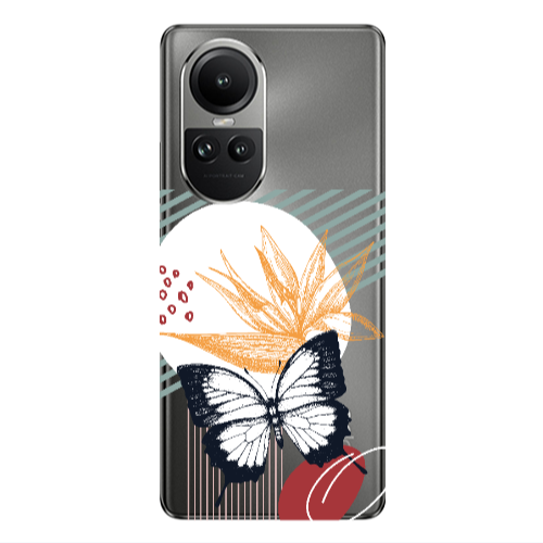 Oppo Reno10 5G Butterfly Lines Transparent Silicone TPU Θήκη